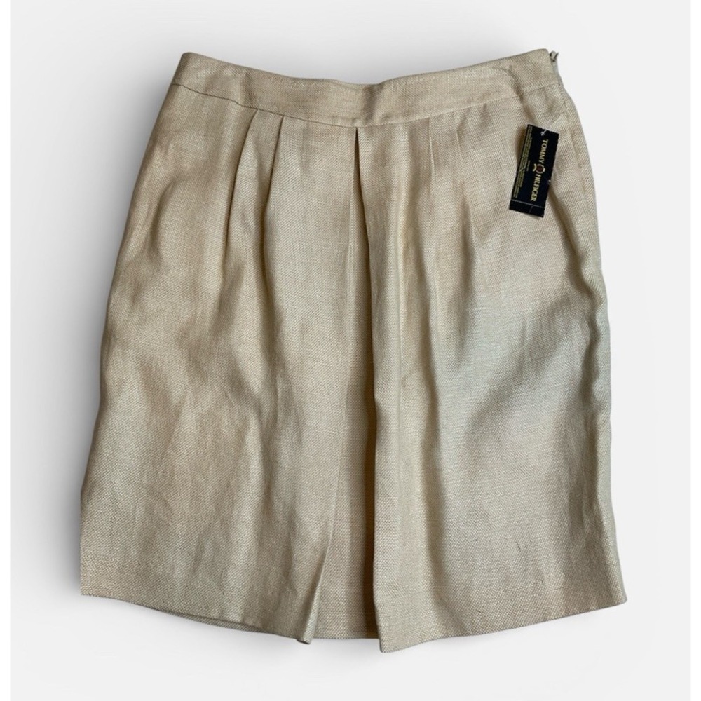 Tommy Hilfiger Linen Skirt Lined Pleated Spring Romantic Size 12 Preppy